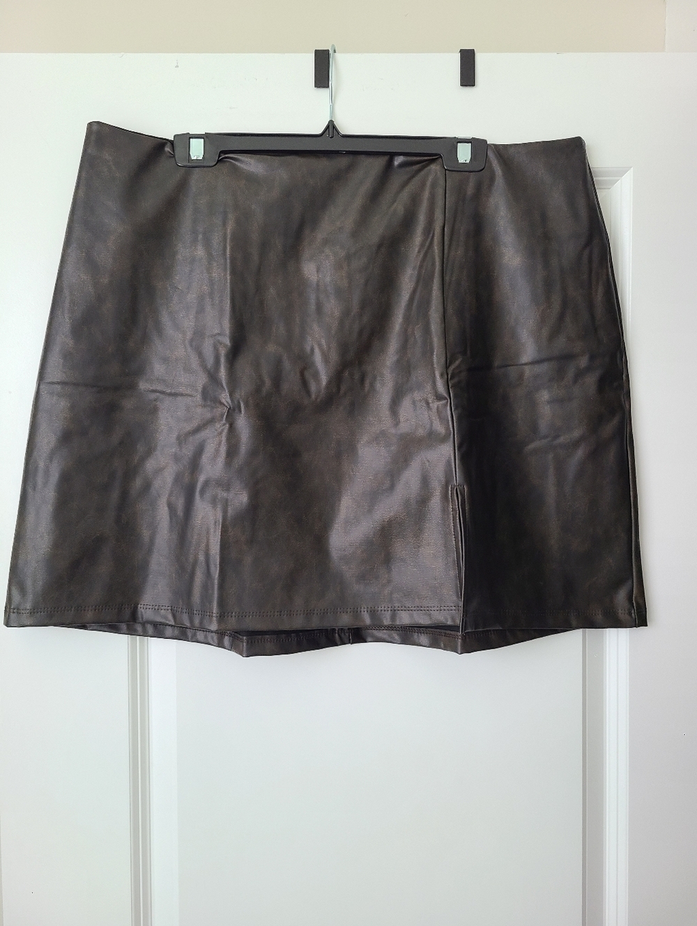 Arula Brown/black Pleather Mini Skirt